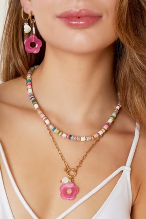 Halskette rosa Blume - Kollektion Beach Rosè & Goldfarbe Edelstahl h5 Bild3